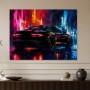 Neon Sportwagen als Acrylbild oder Poster mit urbaner Dynamik