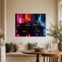 Neon Sportwagen als Acrylbild oder Poster mit urbaner Dynamik