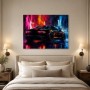 Neon Sportwagen als Acrylbild oder Poster mit urbaner Dynamik