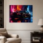 Neon Sportwagen als Acrylbild oder Poster mit urbaner Dynamik