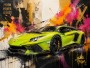 Leuchtender Sportwagen als Wandbild oder Acrylbild mit Graffiti-Energie