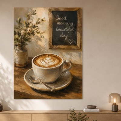 Kaffeemotiv mit Latte Art, Wandbild oder Kunstdruck für gemütliche Räume