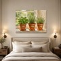 Kräutertöpfe am Fenster als Leinwand oder Poster