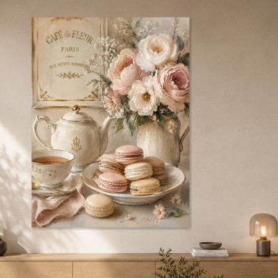 Romantisches Café de Fleur Wandbild oder Kunstdruck