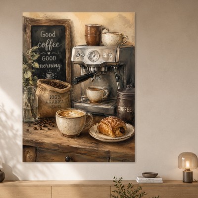 Kaffeemoment mit Espresso, Wandbild und Kunstdruck für die Küche