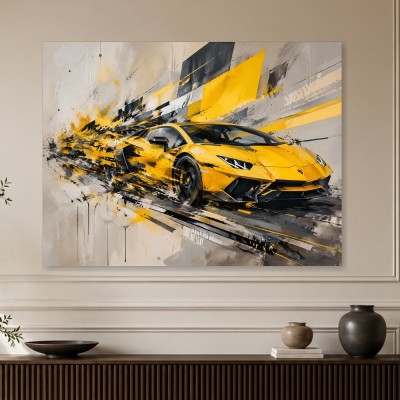 Gelber Sportwagen als Modernes Wandbild oder Gallery Print