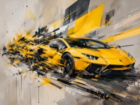 Gelber Sportwagen als Modernes Wandbild oder Gallery Print