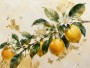 Zitronenblütenzweig als Leinwandbild oder Kunstdruck mit Goldakzenten