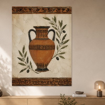 Antike Vase mit Olivenzweigen als Poster oder Kunstdruck