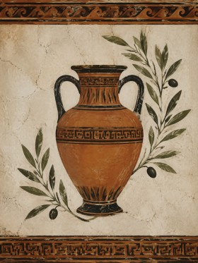Antike Vase mit Olivenzweigen als Poster oder Kunstdruck