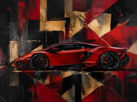 Roter Supersportwagen als Leinwandbild oder Acrylbild