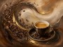 Kaffeegenuss in Braun und Gold, Leinwand oder Kunstdruck