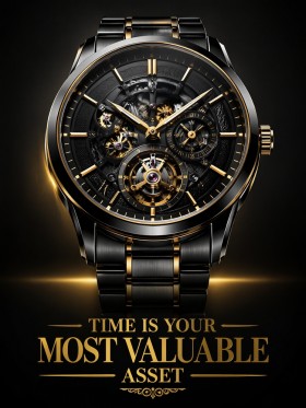 Luxuriöse Uhr auf Schwarz als Gallery Print oder Wandbild