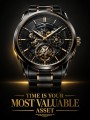 Luxuriöse Uhr auf Schwarz als Gallery Print oder Wandbild