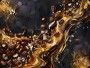 Goldene Kaffeebohnen auf Schwarz, Leinwand und Acrylbild