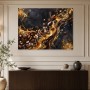 Goldene Kaffeebohnen auf Schwarz, Leinwand und Acrylbild