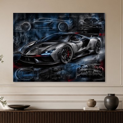 Sportwagen im Designstil als Kunstdruck oder Poster
