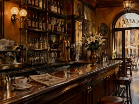 Charmantes Caféinterieur als Kunstdruck oder Gallery Print