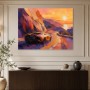 Sportwagen bei Sonnenuntergang, Kunstwerk oder Modernes Wandbild