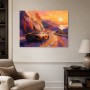 Sportwagen bei Sonnenuntergang, Kunstwerk oder Modernes Wandbild
