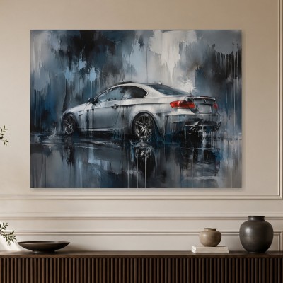 Sportliches BMW Motiv als Leinwand oder Poster mit urbaner Dynamik