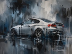 Sportliches BMW Motiv als Leinwand oder Poster mit urbaner Dynamik