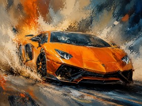 Sportwagen in Bewegung als Modernes Wandbild oder Acrylbild