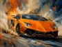 Sportwagen in Bewegung als Modernes Wandbild oder Acrylbild