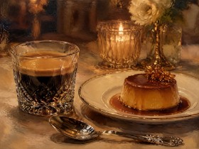 Elegantes Dessertstillleben als Kunstdruck oder Leinwandbild