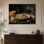 Trüffelpasta und Wein als Fine Art Print oder Wandbild
