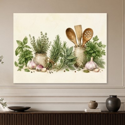 Kräuterarrangement als Kunstdruck oder Poster für die Küche