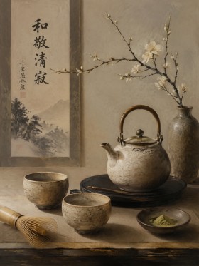 Zen Teezeremonie als Kunstdruck oder Leinwandbild