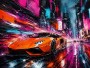 Orangefarbener Supersportwagen als Leinwand oder Acrylbild