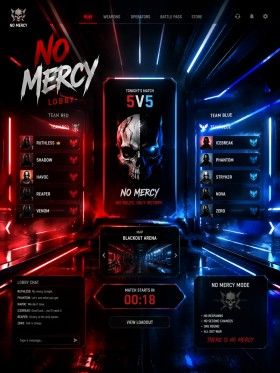 No Mercy Gaming-Poster und Modernes Wandbild in Rot und Blau