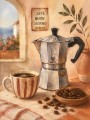 Italienisches Kaffeestillleben als Leinwand oder Poster