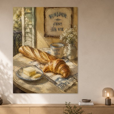 Französisches Frühstück als Leinwandbild oder Kunstdruck