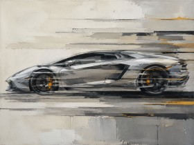 Silberner Supersportwagen als Leinwandbild oder Acrylbild Silberner Supersportwagen als Leinwandbild oder Acrylbild