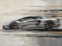 Silberner Supersportwagen als Leinwandbild oder Acrylbild