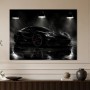 Schwarzer Sportwagen als Leinwand oder Poster im dramatischen Licht