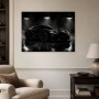 Schwarzer Sportwagen als Leinwand oder Poster im dramatischen Licht