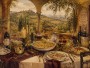 Italienische Tafel im Weinberg, Kunstwerk oder Wandbild für stilvolle Räume