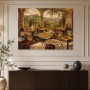 Italienische Tafel im Weinberg, Kunstwerk oder Wandbild für stilvolle Räume