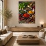 Gewürzkomposition auf Holz, Kunstwerk oder Fine Art Print