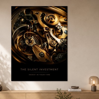 Goldene Uhrwerke als Modernes Wandbild oder Fine Art Print