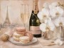 Parisian Eleganz mit Champagner, Blumen, Leinwand oder Poster