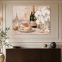 Parisian Eleganz mit Champagner, Blumen, Leinwand oder Poster