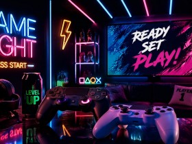 Neon Gaming Wandbild oder Poster für moderne Räume