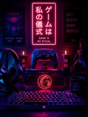 Neon Gaming Motiv als Poster oder Wandbild für stilvolle Räume