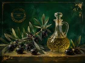 Olivenstillleben als Leinwand oder Poster im eleganten Vintage-Stil