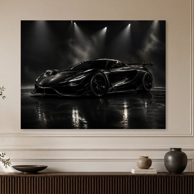 Schwarzer Supersportwagen als Modernes Wandbild oder Acrylbild